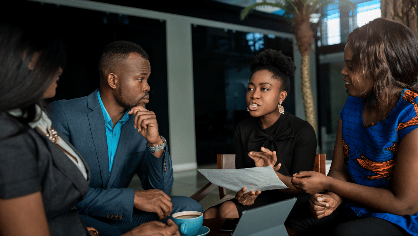 Business professionals collaborating